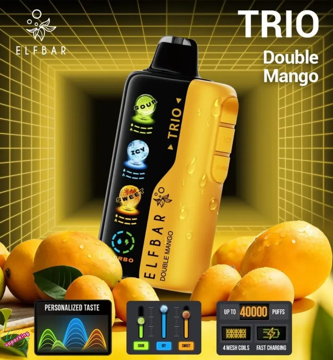 Elf Bar Trio - Double Mango - 40,000 Puffs — Elf Bar TRIO available in Bengaluru