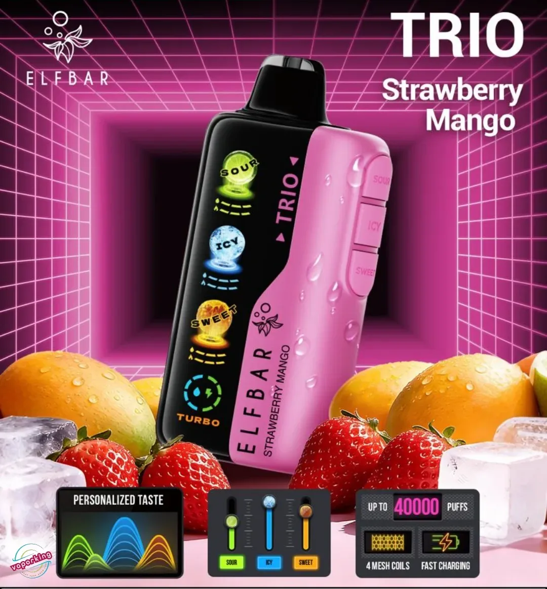 Elf Bar Trio - Strawberry Mango - 40k Puffs — Elf Bar TRIO available in Bengaluru