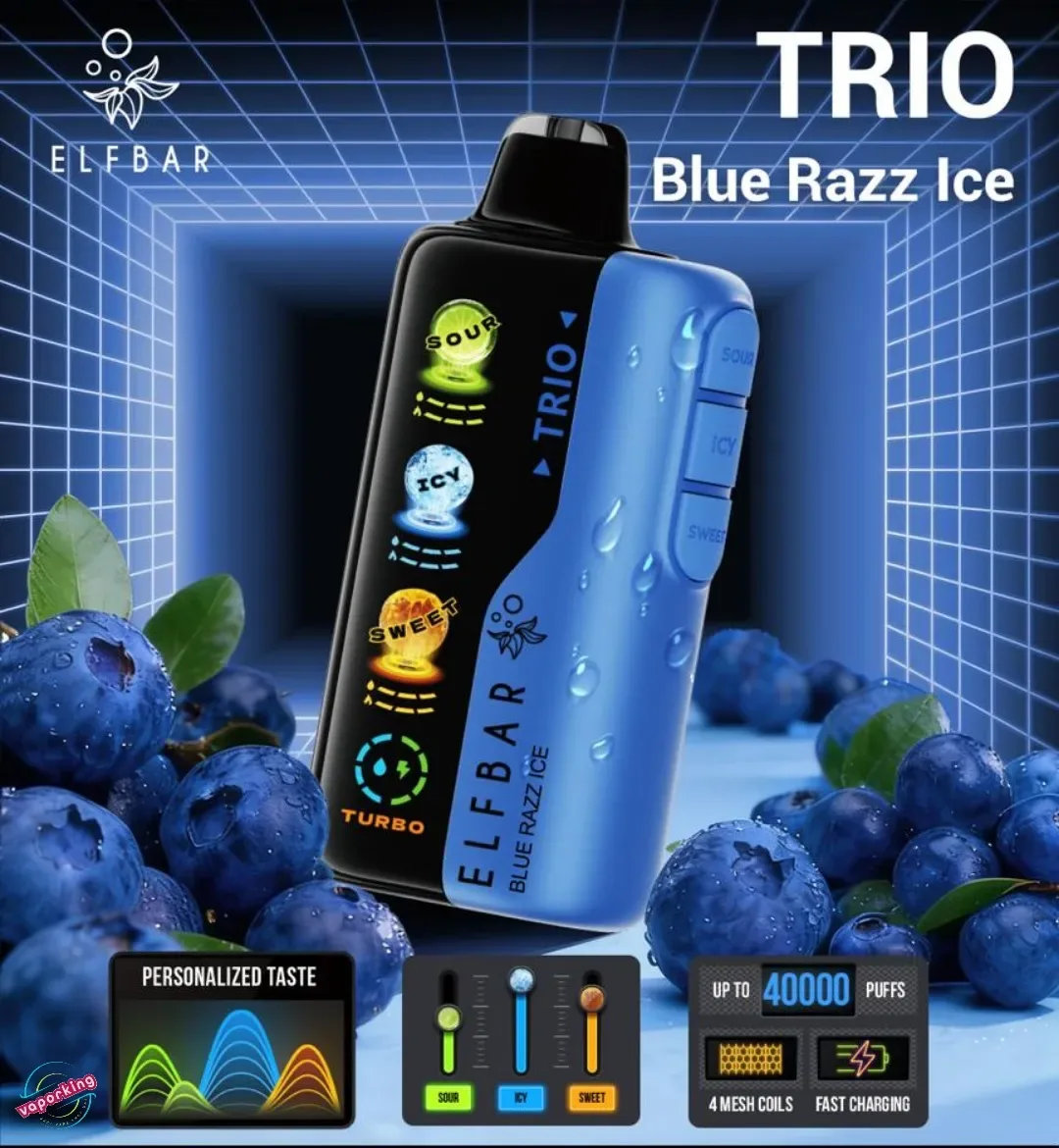 Elf Bar TRIO 40000 Puffs - Blue Razz Ice — Elf Bar TRIO available in Bengaluru