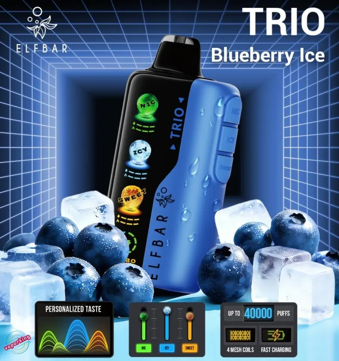 Elf Bar TRIO 40000 Puffs - Blueberry Ice — Elf Bar TRIO available in Bengaluru