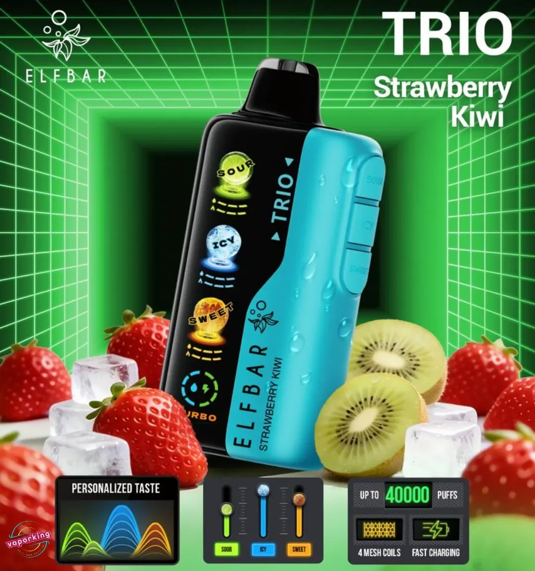 Elf Bar TRIO 40000 Puffs - Strawberry Kiwi — Elf Bar TRIO available in Bengaluru